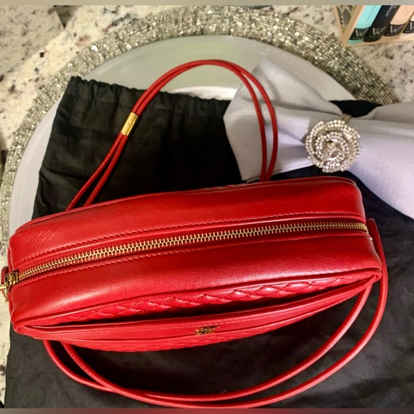 Yves Saint Laurent YSL Logo Vintage Camera Bag Crossbody Designer Luxury Red - Picture 3 of 13